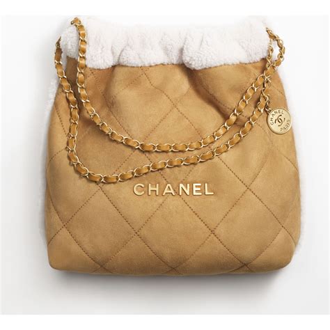 grey charcoal shearling lining chanel|Chanel 22 mini handbag, Shearling lambskin & gold.